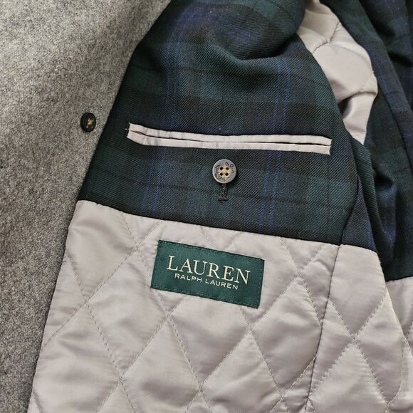 Lauren Ralph Lauren Peacoat Mens 42 Long Gray Double-Breasted Wool Jacket 42L - Picture 3 of 13